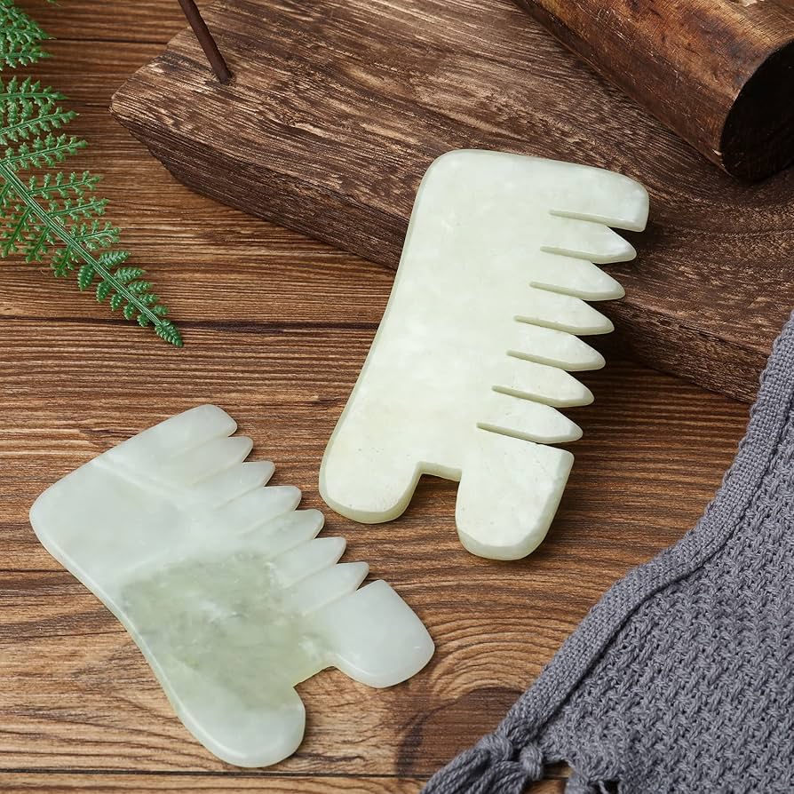 ジェイドコーム Amazon.com : BBTO 2 Pcs Jade Comb for Scalp Massage Gua sha